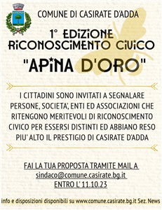 1^ Edizione Riconoscimento Civico "APINA D'ORO"